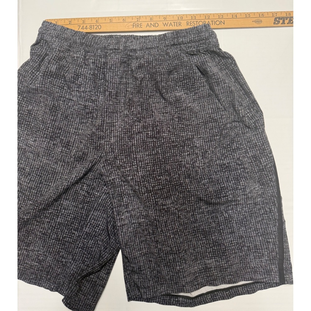 Lululemon Mens‎ Grey Grid Textured Athletic Training Running Shorts Size M - Picture 6 of 8